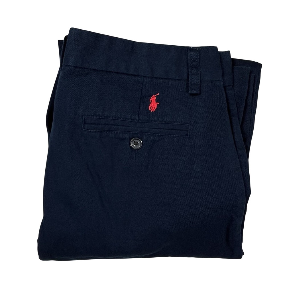 Polo Ralph Lauren Boy's Navy Chino Pants Sz 18‎ Classic Flat Front Straight Leg
